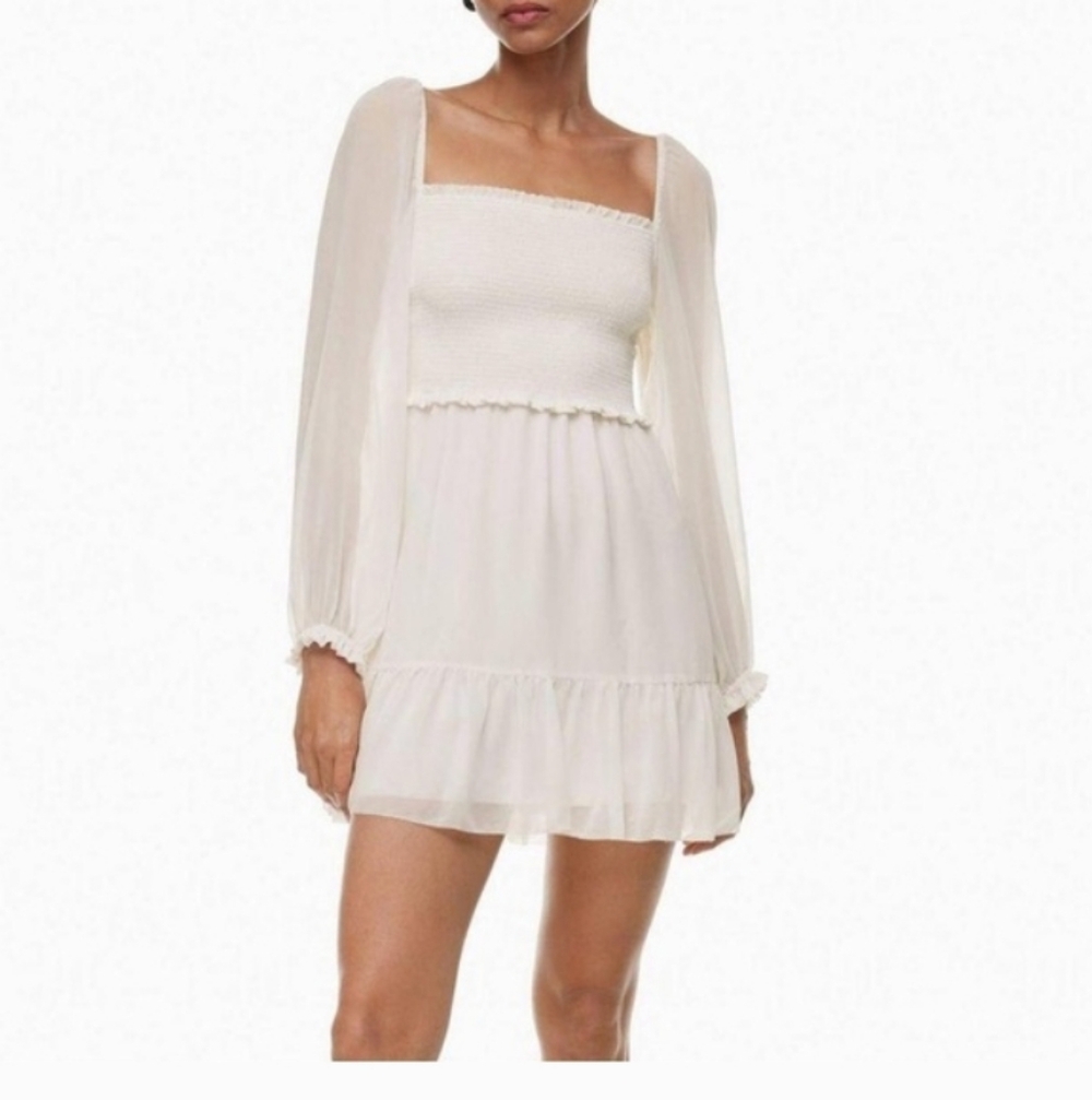 WILFRED Tempest Mini Dress Ivory Bride Boho Babydoll Preppy Beach Wedding SMALL